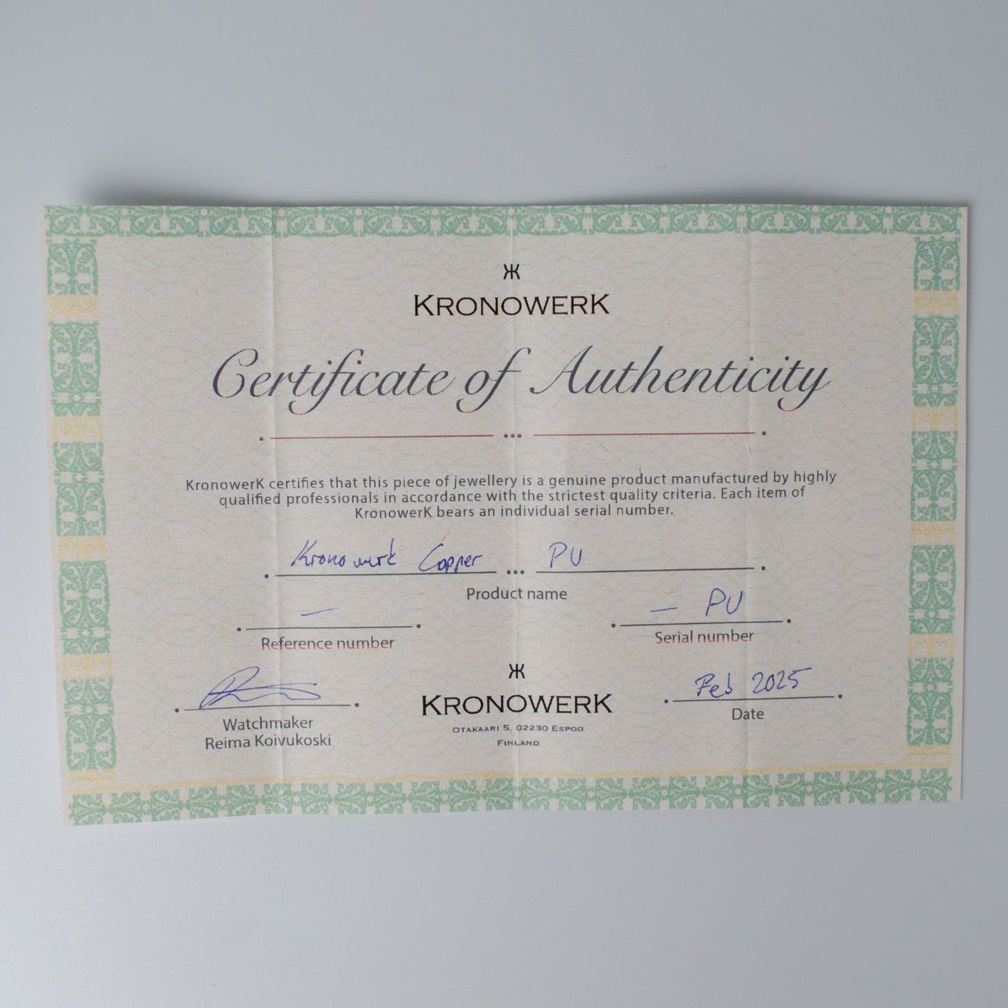 KronowerK Copper Piece Unique by Reima Koivukoski