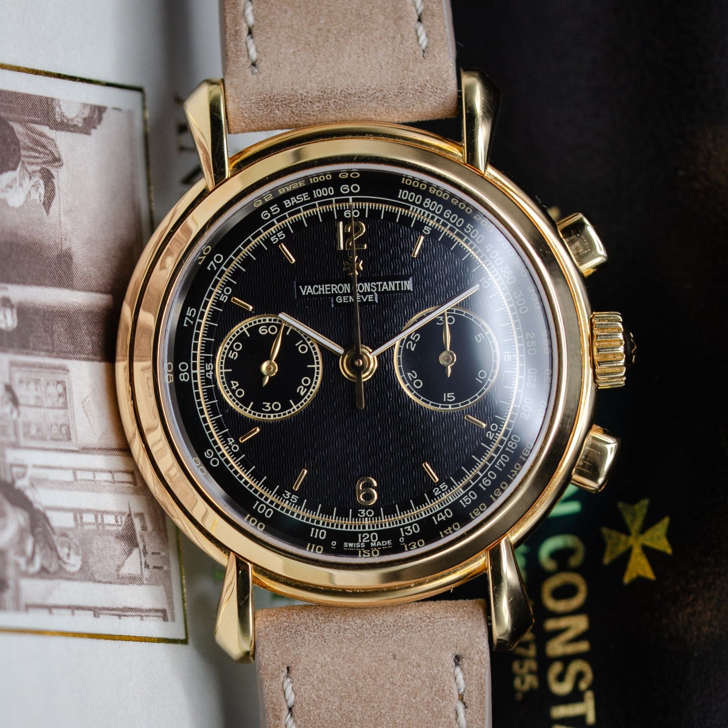 Vacheron Constantin Les Historiques Chronograph 47101/4 Black Dial Box & Papers