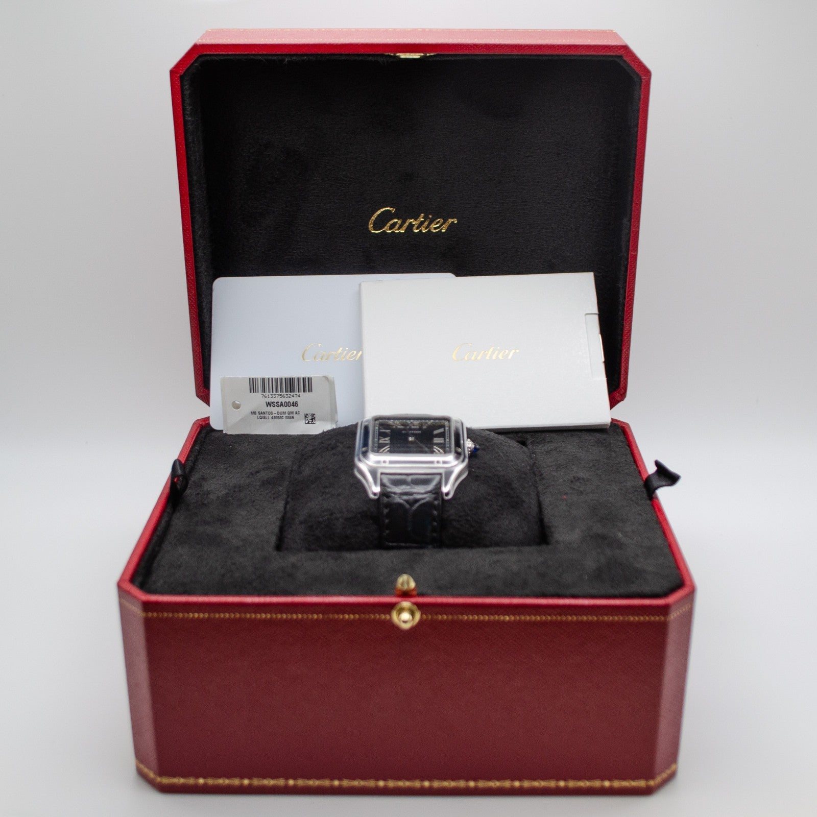 Cartier Santos Dumont Large Black Lacquer Manual WSSA0046 2024 Full Set