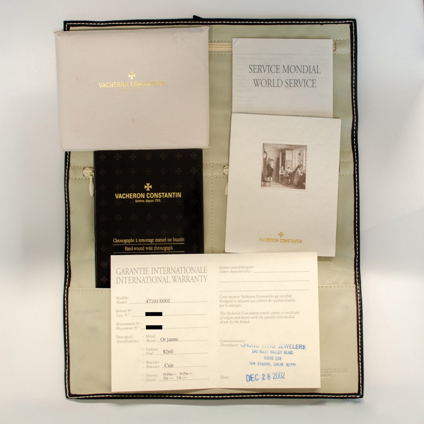 Vacheron Constantin Les Historiques Chronograph 47101/4 Black Dial Box & Papers