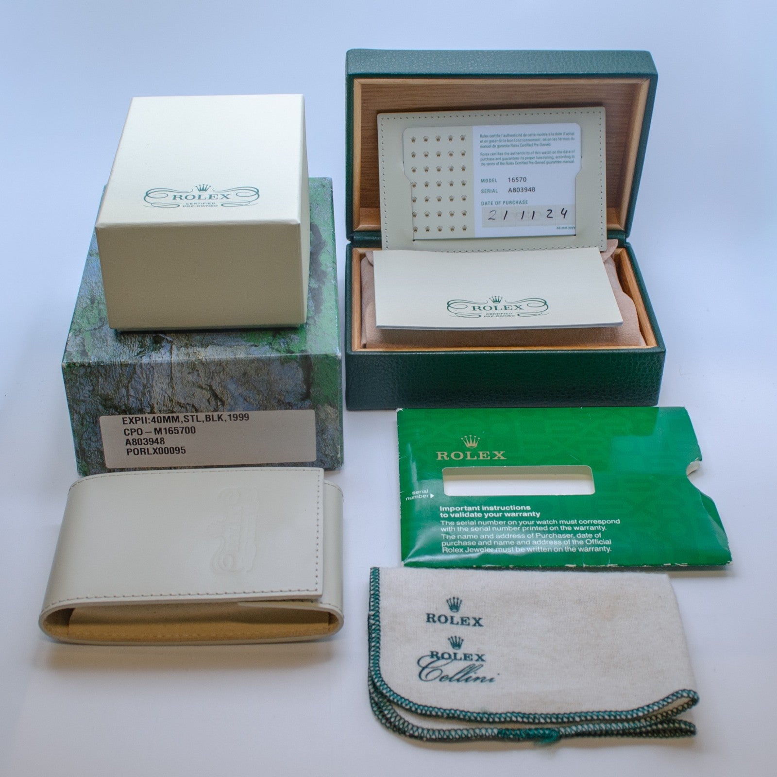 1999 Rolex Explorer II 16570 Black Dial Original Box & Rolex CPO B&P