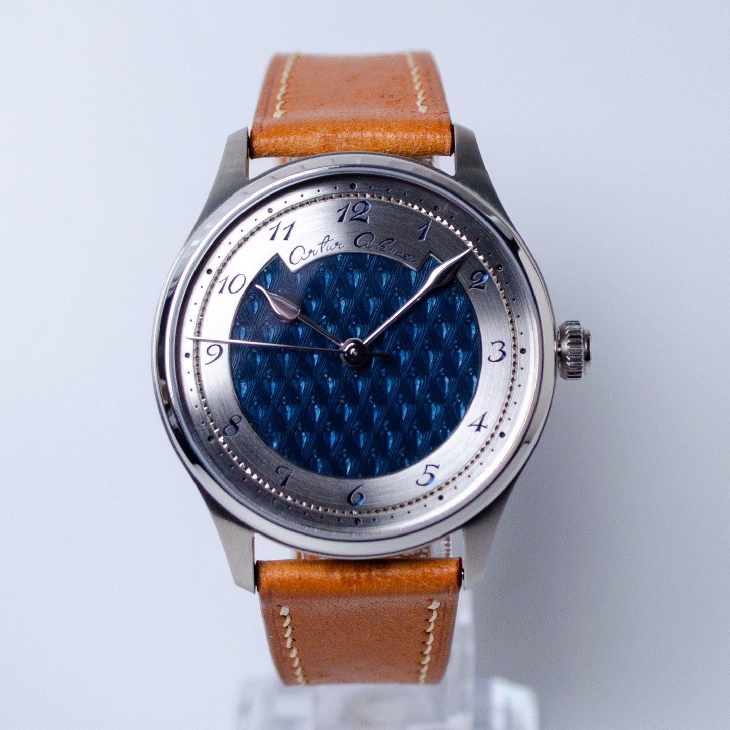 Artur Akmaev Carbon Blue Hand Engraved 39mm Wristwatch