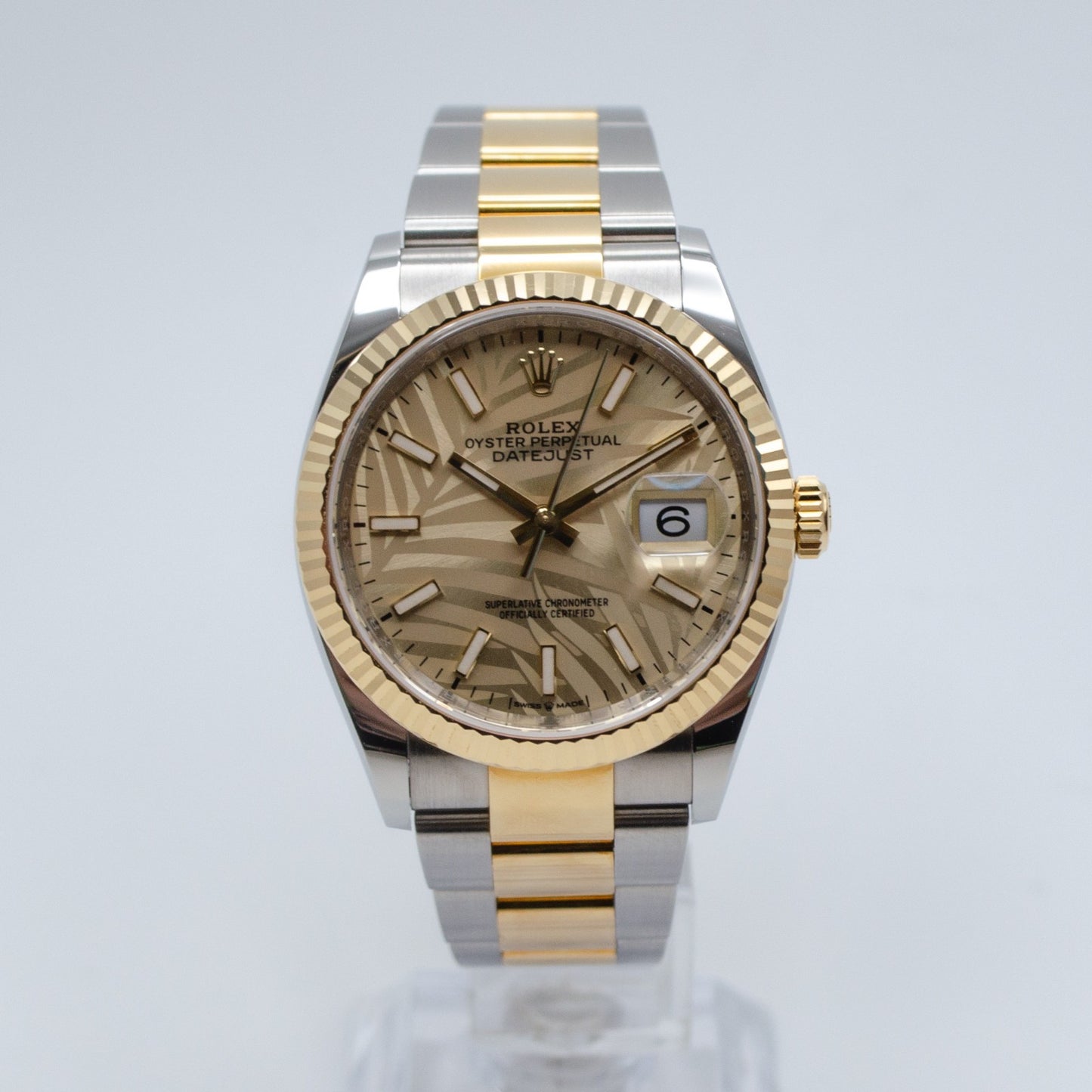 2021 Rolex Datejust 126233 Palm Dial Fluted Oyster