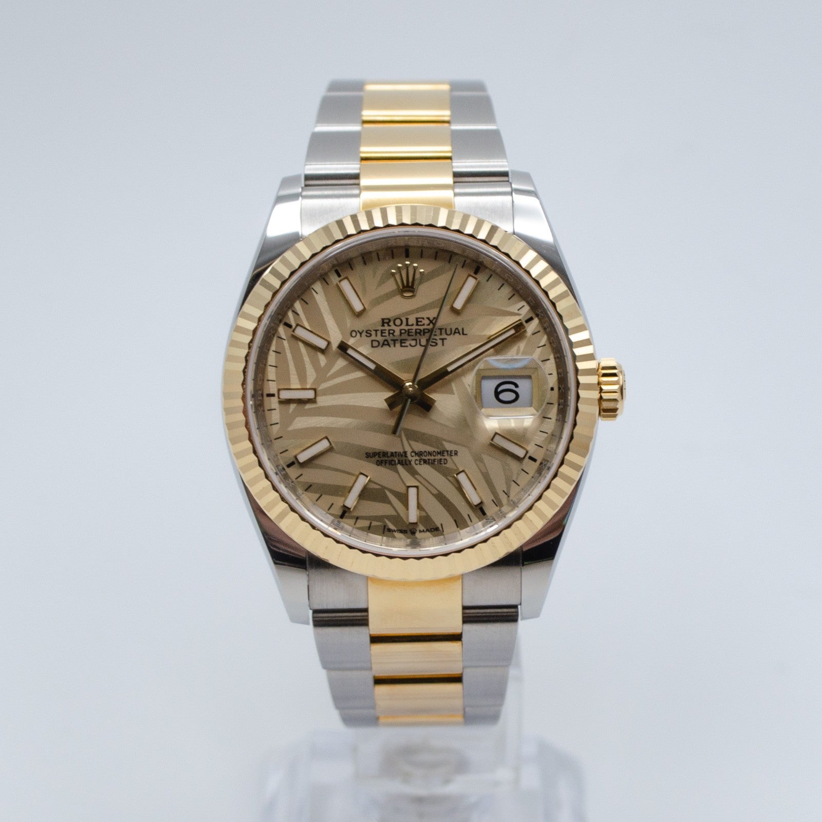 2021 Rolex Datejust 126233 Palm Dial Fluted Oyster