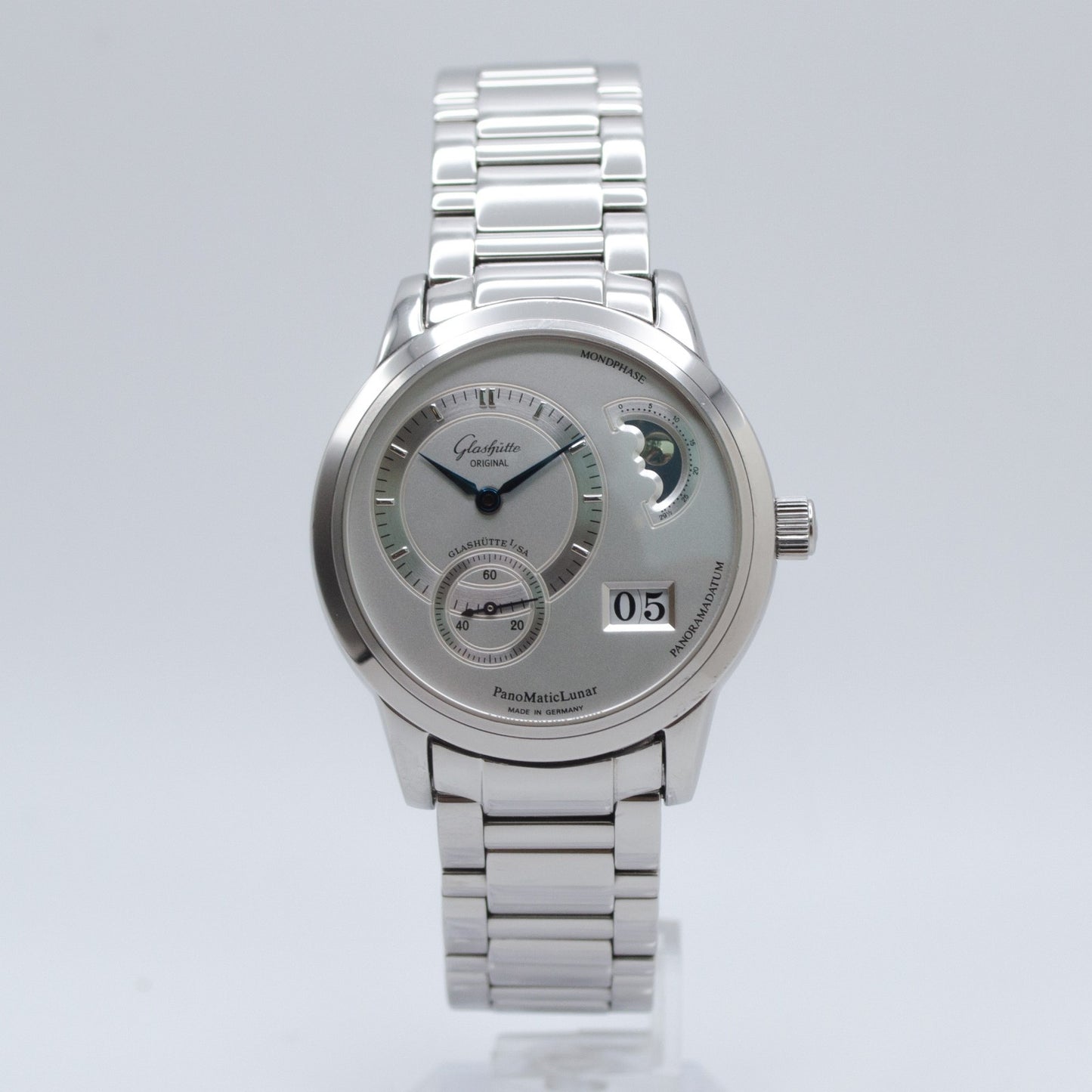 Glashütte Original PanoMaticLunar Silver 1-90-02-02-02-04 Box and papers