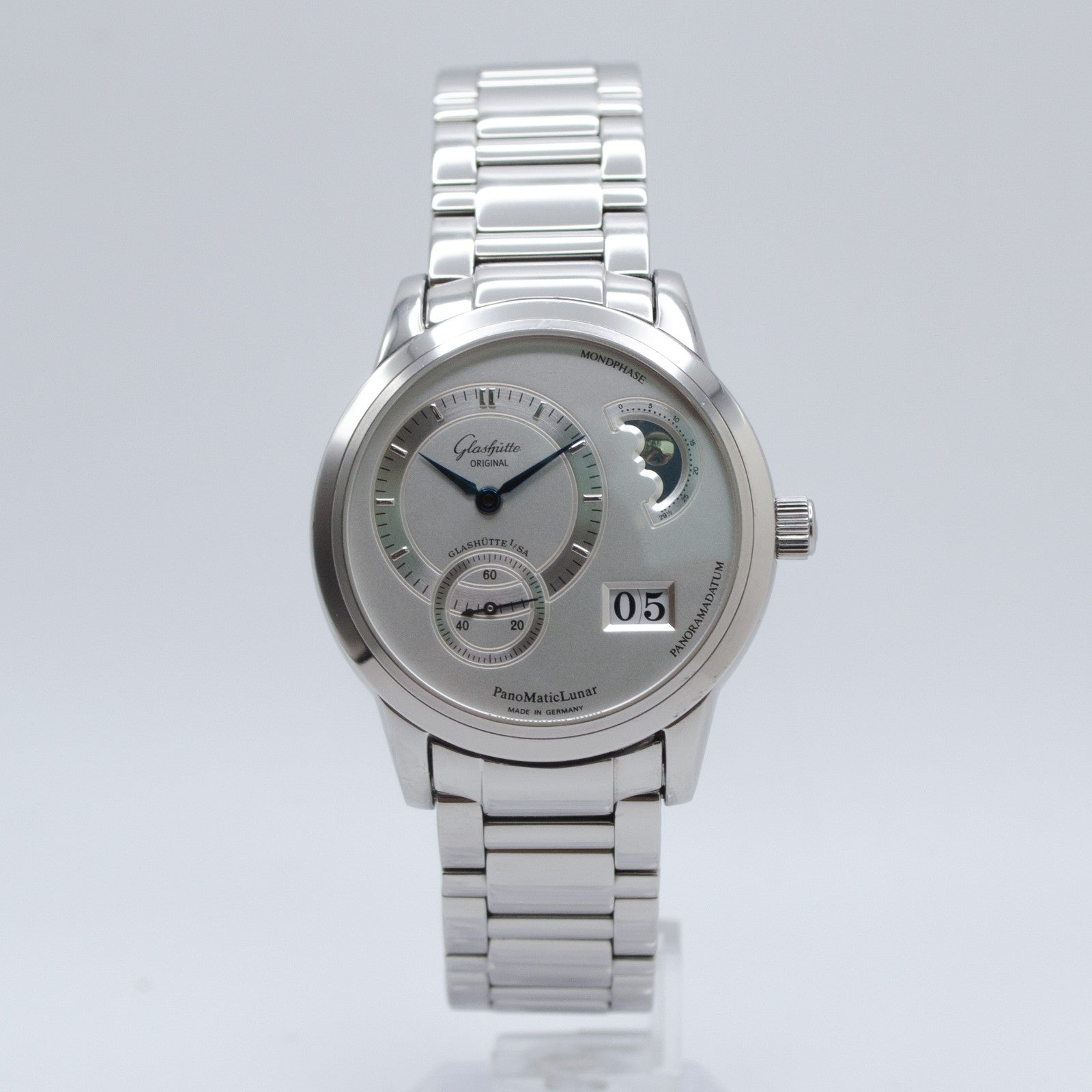 Glashütte Original PanoMaticLunar Silver 1-90-02-02-02-04 Box and papers