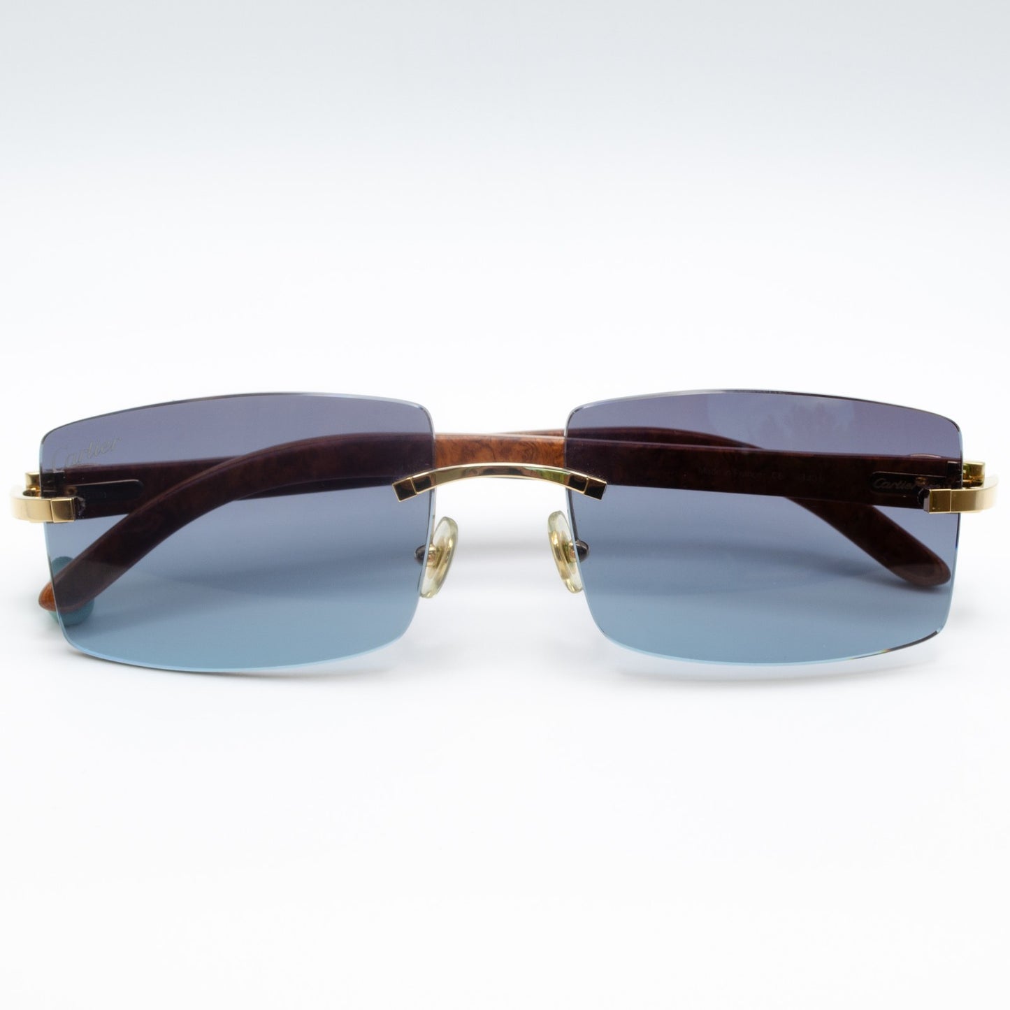 Ultra Rare Cartier C Décor Burlwood Glasses Sunglasses Box Papers 55-18-140