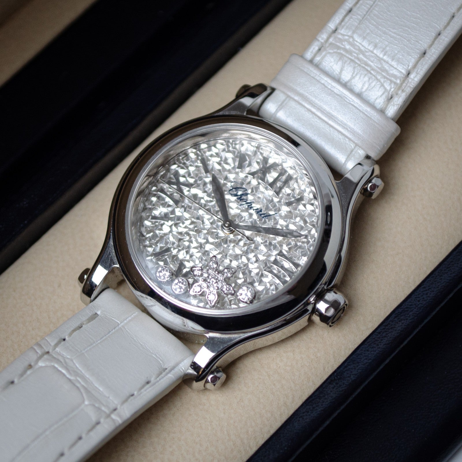 Chopard Happy Snowflakes 278573-3022 Happy Diamonds Sport Full Set w Extra Strap