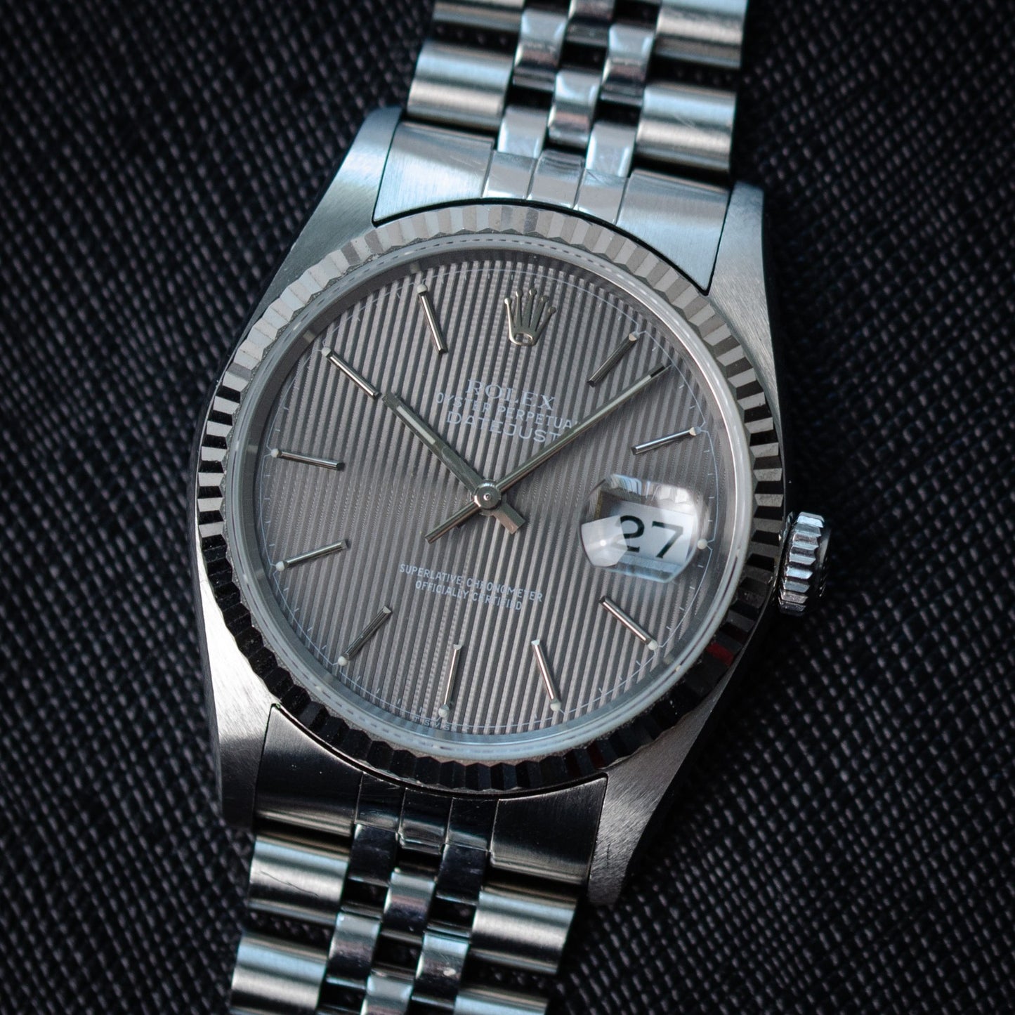 1991 Rolex Datejust 36 Grey Tapestry Dial 16234