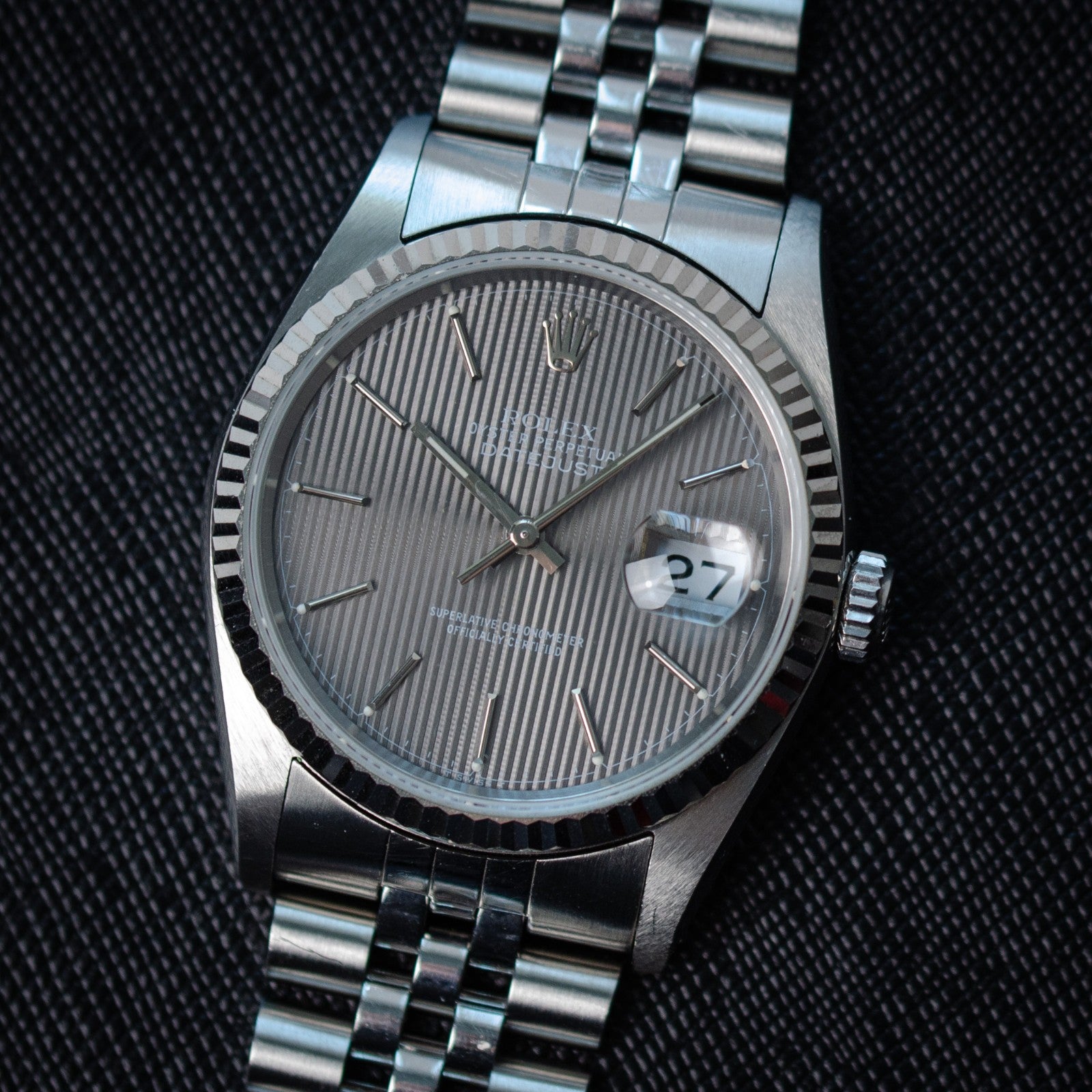 1991 Rolex Datejust 36 Grey Tapestry Dial 16234