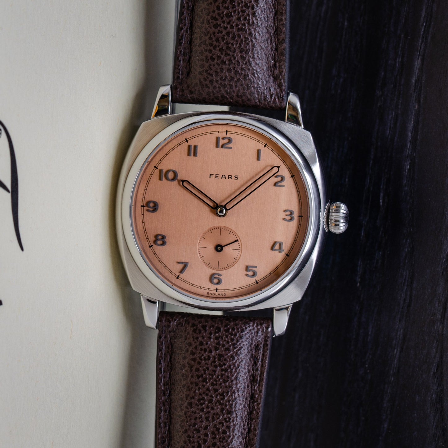 Fears Brunswick 38mm Copper Salmon Box/Papers + Extra Strap