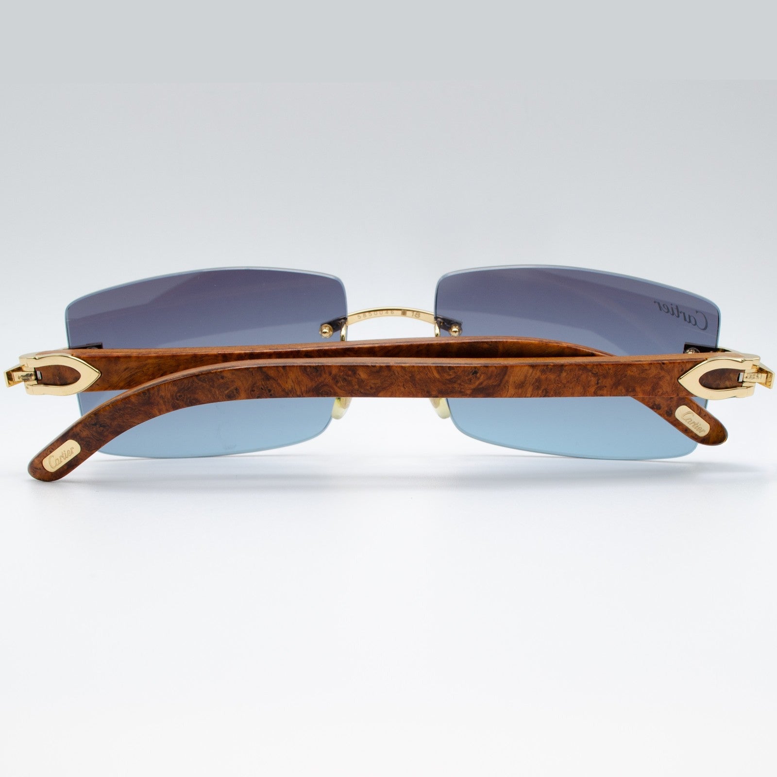 Ultra Rare Cartier C Décor Burlwood Glasses Sunglasses Box Papers 55-18-140