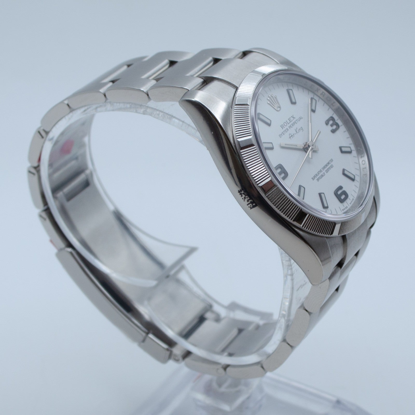 LNOS 2008 Rolex Air King 34mm 114210 White Arabic Dial Full Set