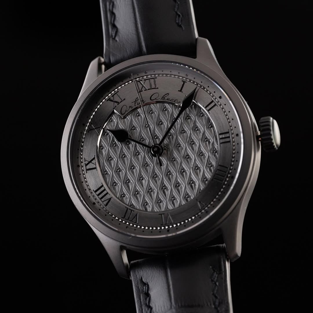 Artur Akmaev Carbon Black Hand Engraved 39mm Wristwatch