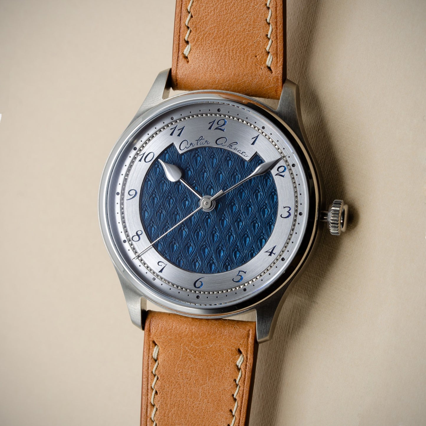 Artur Akmaev Carbon Blue Hand Engraved 39mm Wristwatch