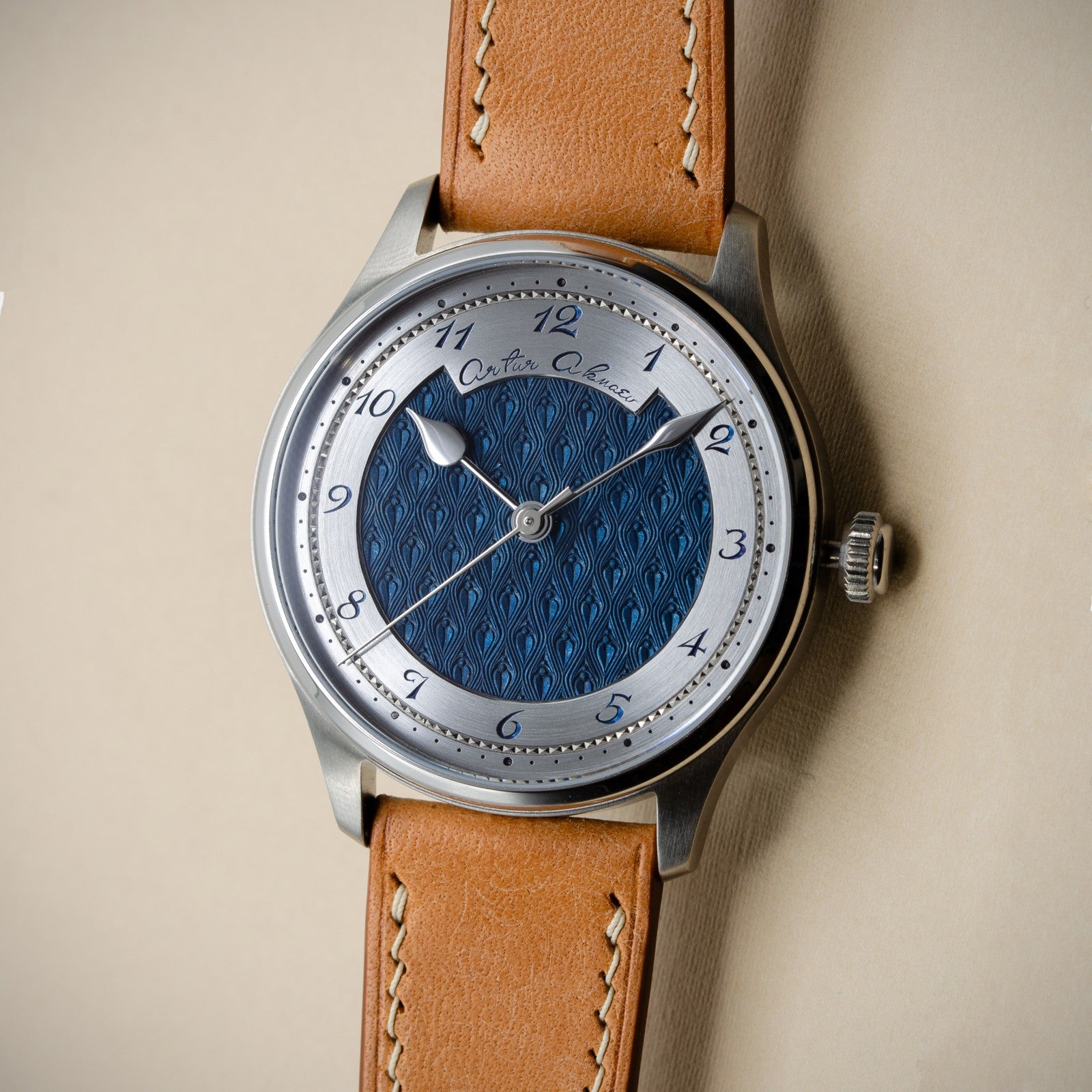 Artur Akmaev Carbon Blue Hand Engraved 39mm Wristwatch