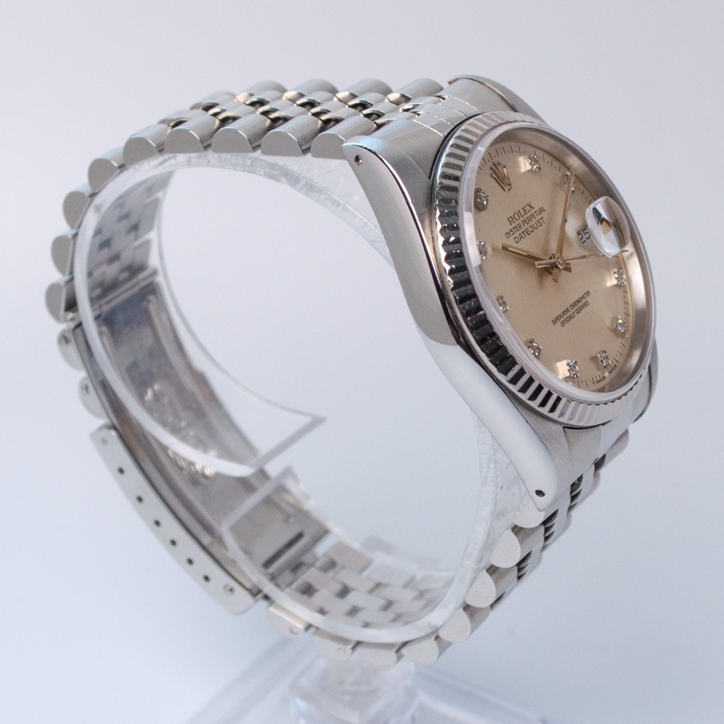 1989 Rolex Datejust 36 Silver Diamond Dial 16234