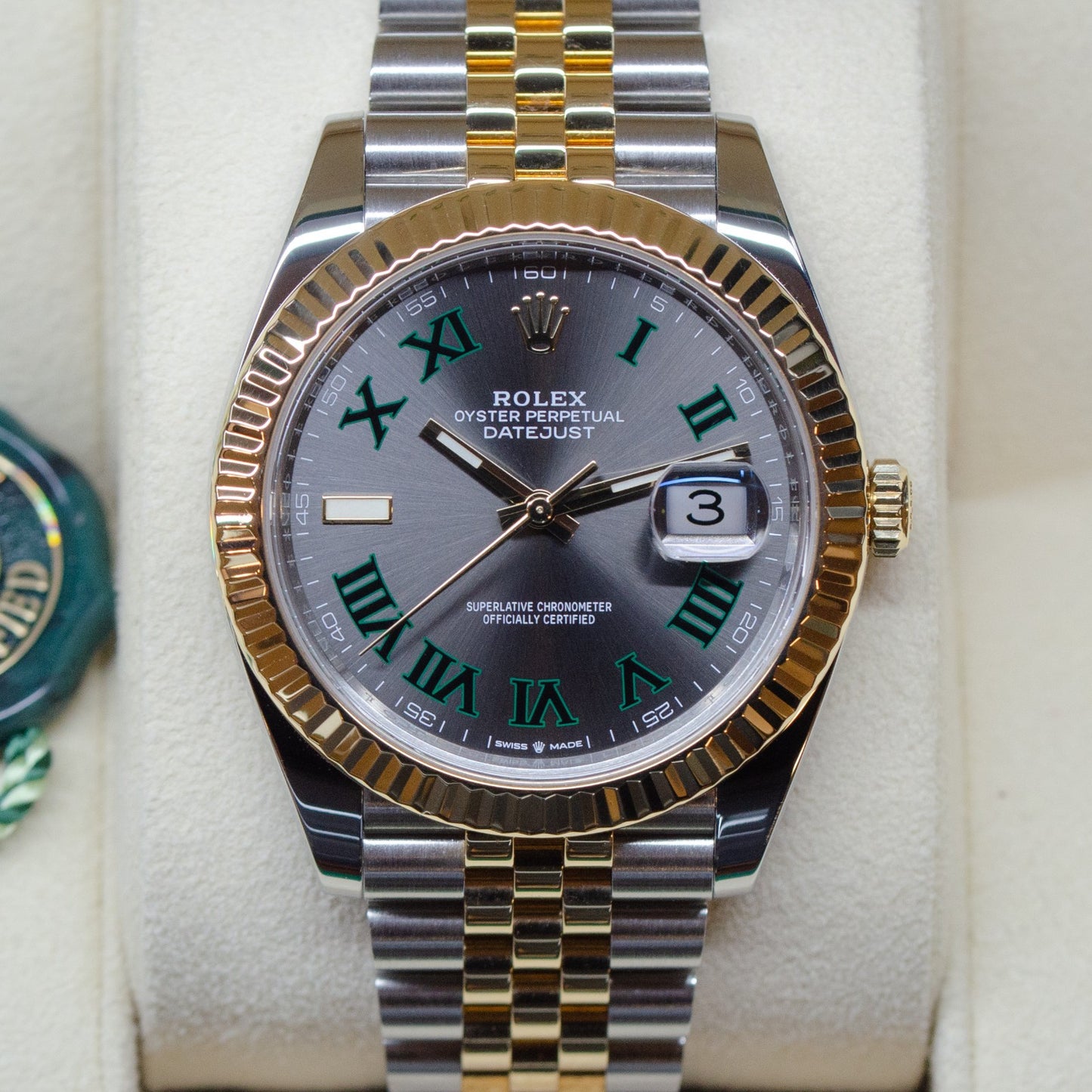 Rolex Datejust 41 'Wimbledon' Two Tone Yellow Gold Fluted Jubilee 2022 Full Set