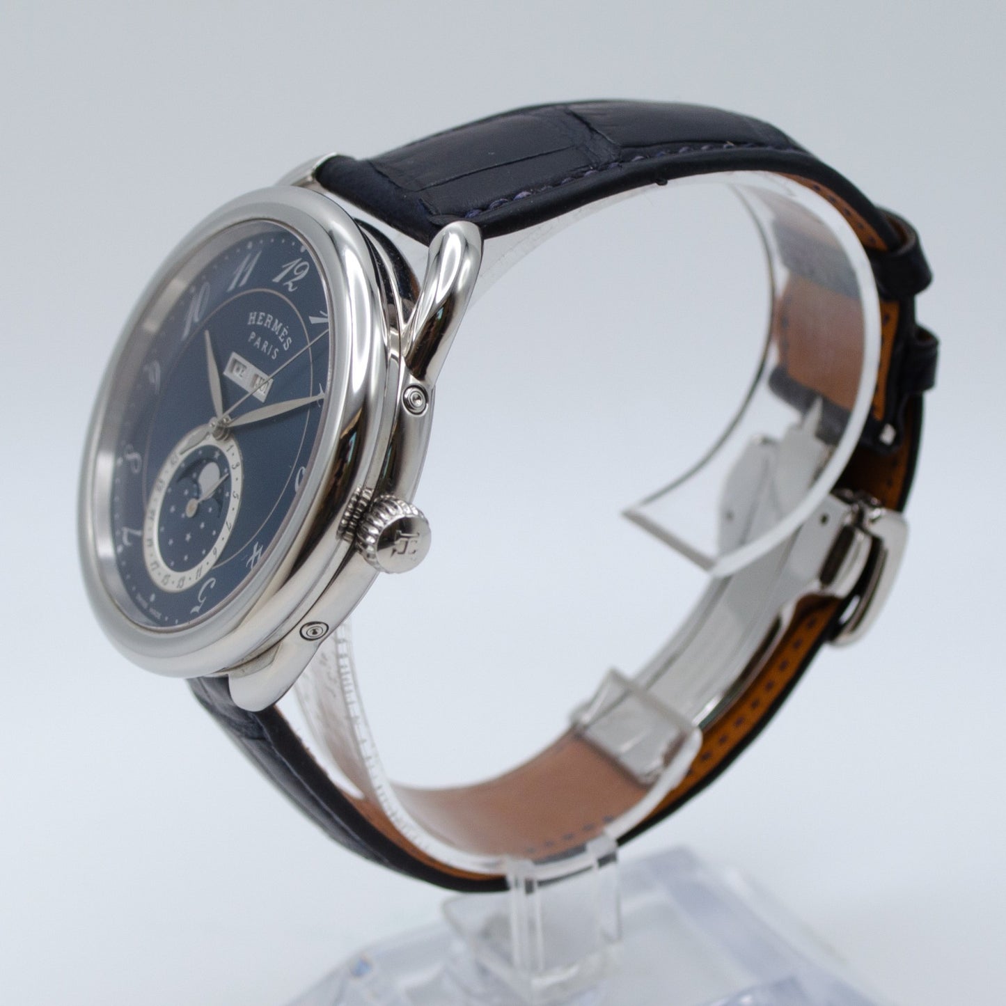 Hermes Arceau Grand Lune AR8.810 SS Blue Dial 2021 Full Set