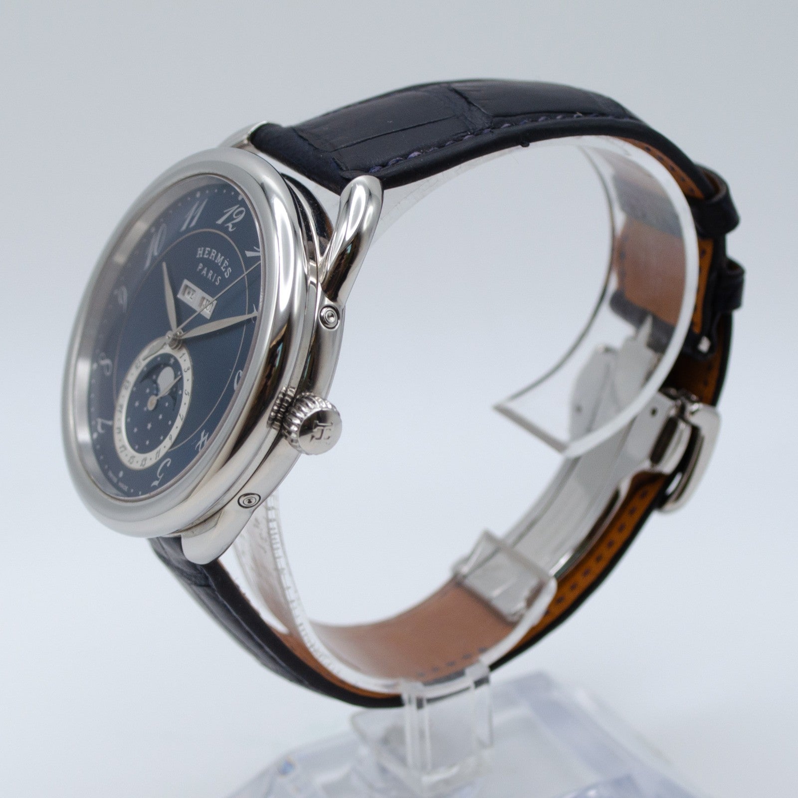 Hermes Arceau Grand Lune AR8.810 SS Blue Dial 2021 Full Set
