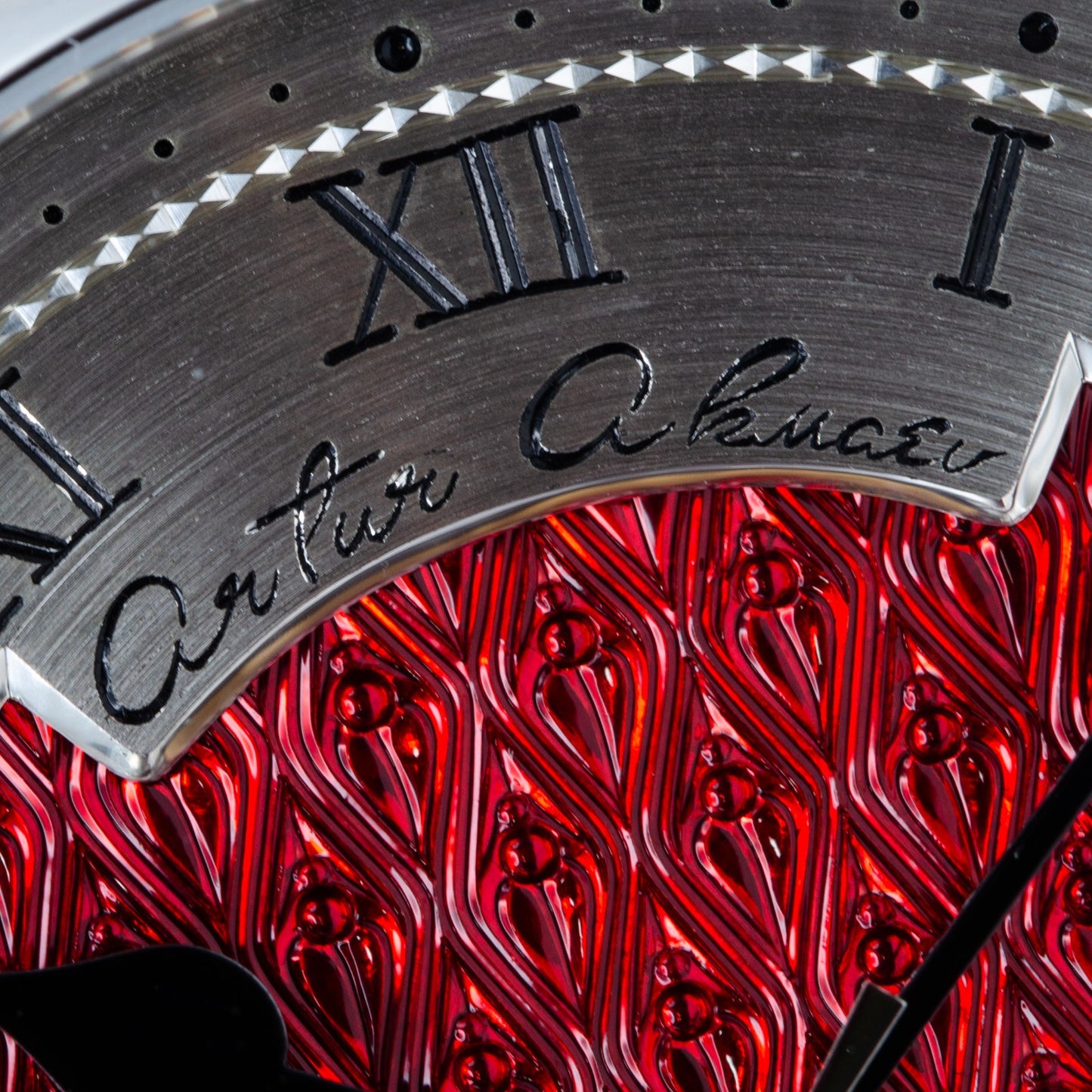 Artur Akmaev Carbon Red Hand Engraved 39mm Wristwatch