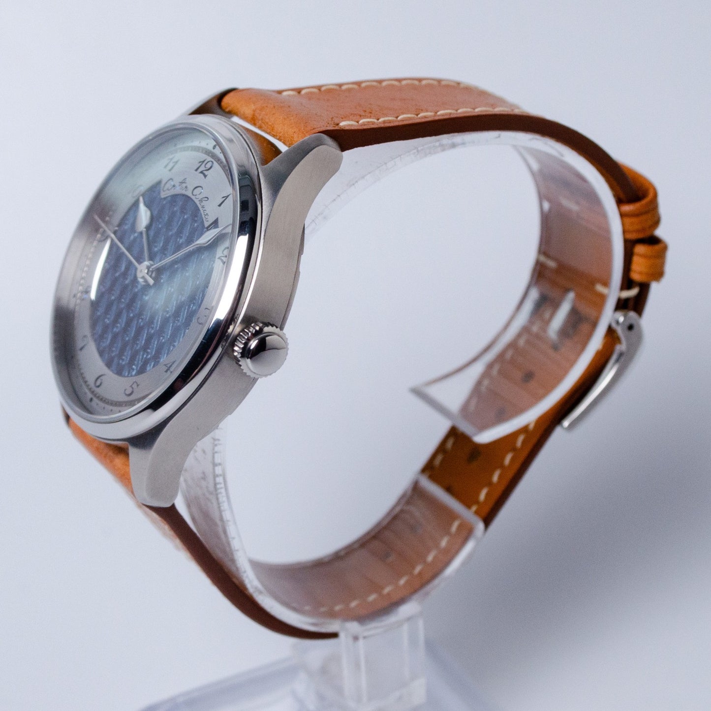 Artur Akmaev Carbon Blue Hand Engraved 39mm Wristwatch