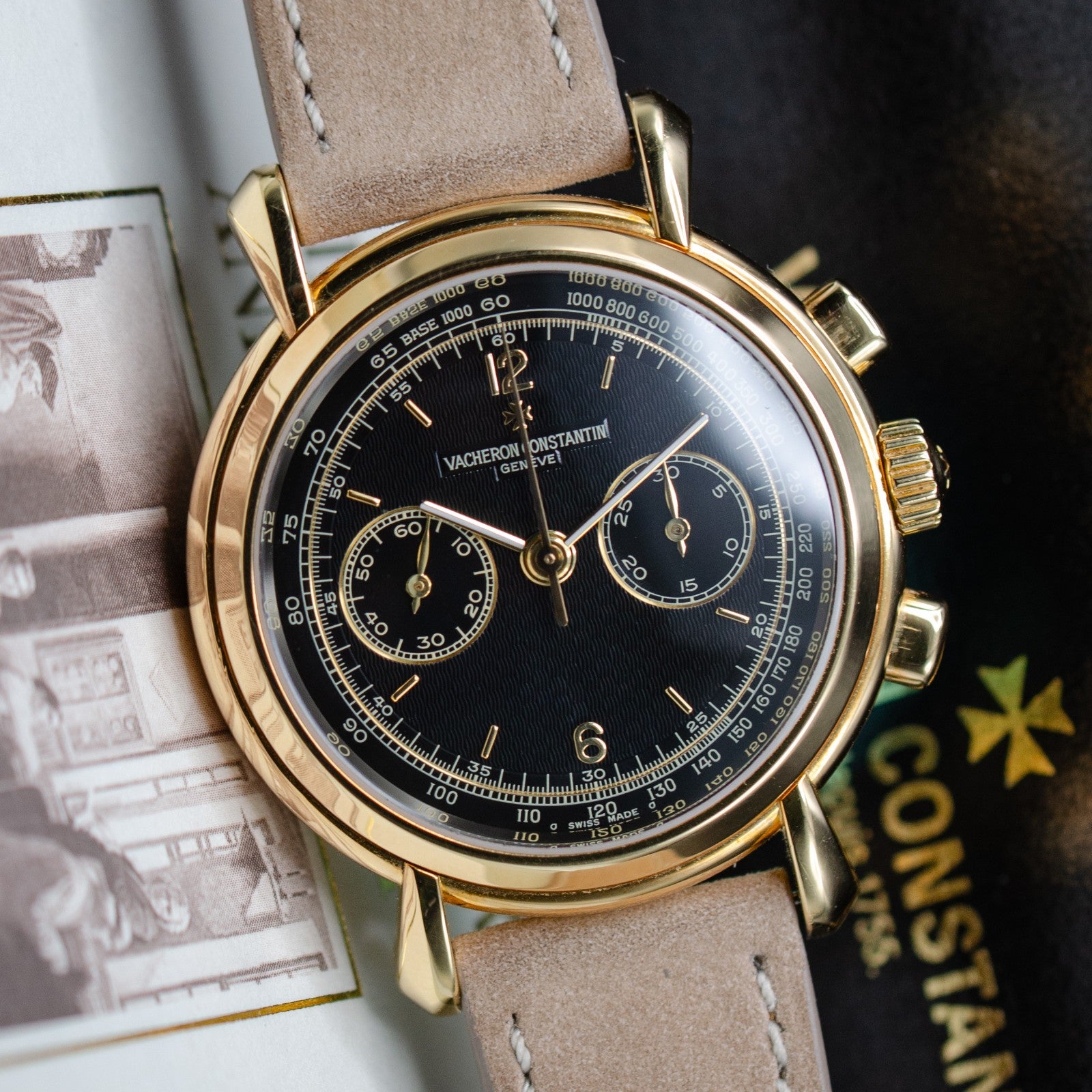 Vacheron Constantin Les Historiques Chronograph 47101/4 Black Dial Box & Papers
