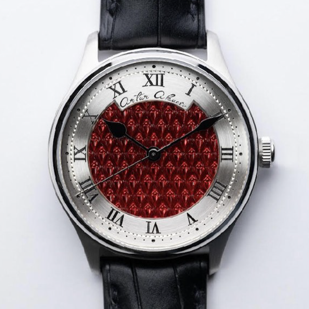 Artur Akmaev Carbon Red Hand Engraved 39mm Wristwatch