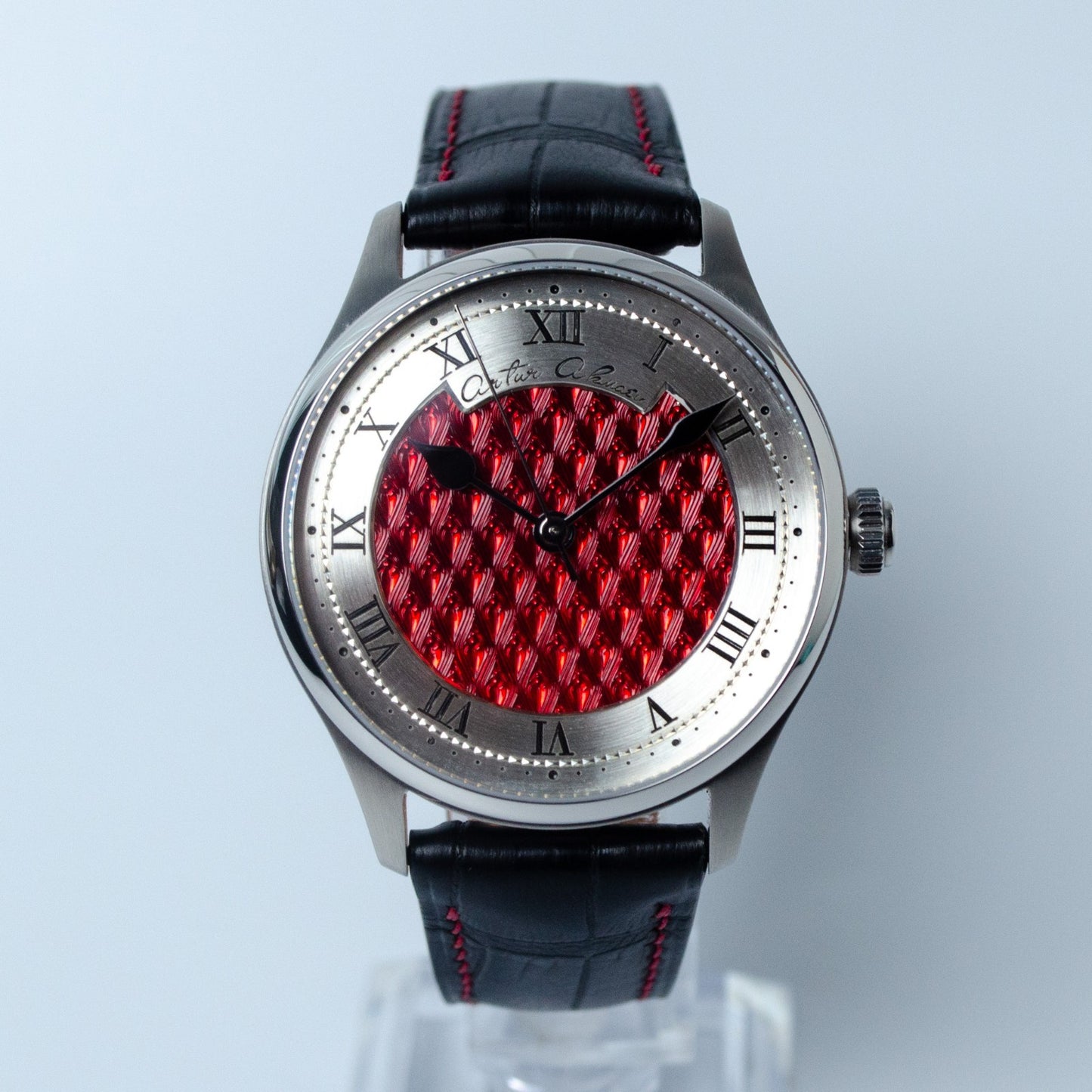 Artur Akmaev Carbon Red Hand Engraved 39mm Wristwatch