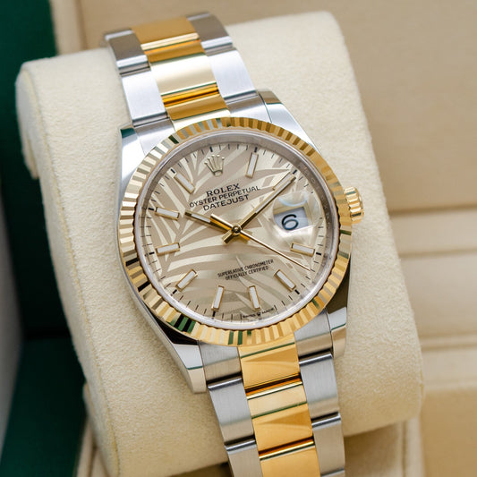 2021 Rolex Datejust 126233 Palm Dial Fluted Oyster