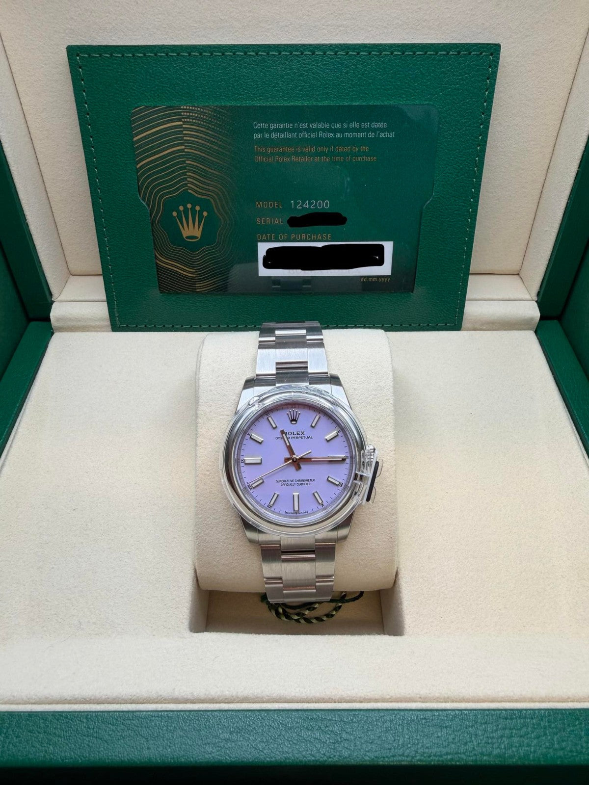 2026 Brand New Rolex Oyster Perpetual 34mm Lavender 124200