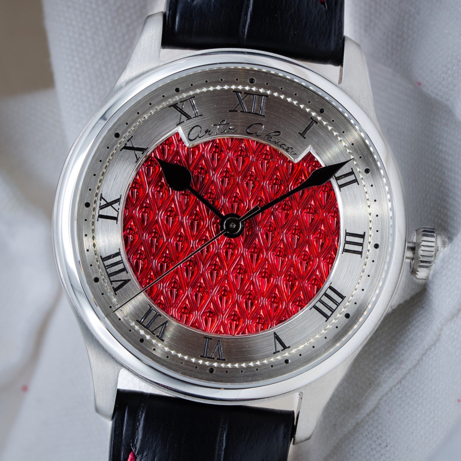 Artur Akmaev Carbon Red Hand Engraved 39mm Wristwatch