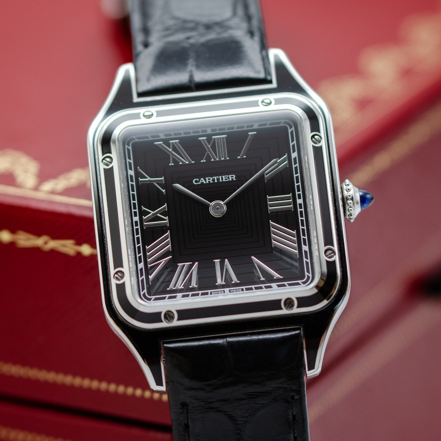 Cartier Santos Dumont Large Black Lacquer Manual WSSA0046 2024 Full Set