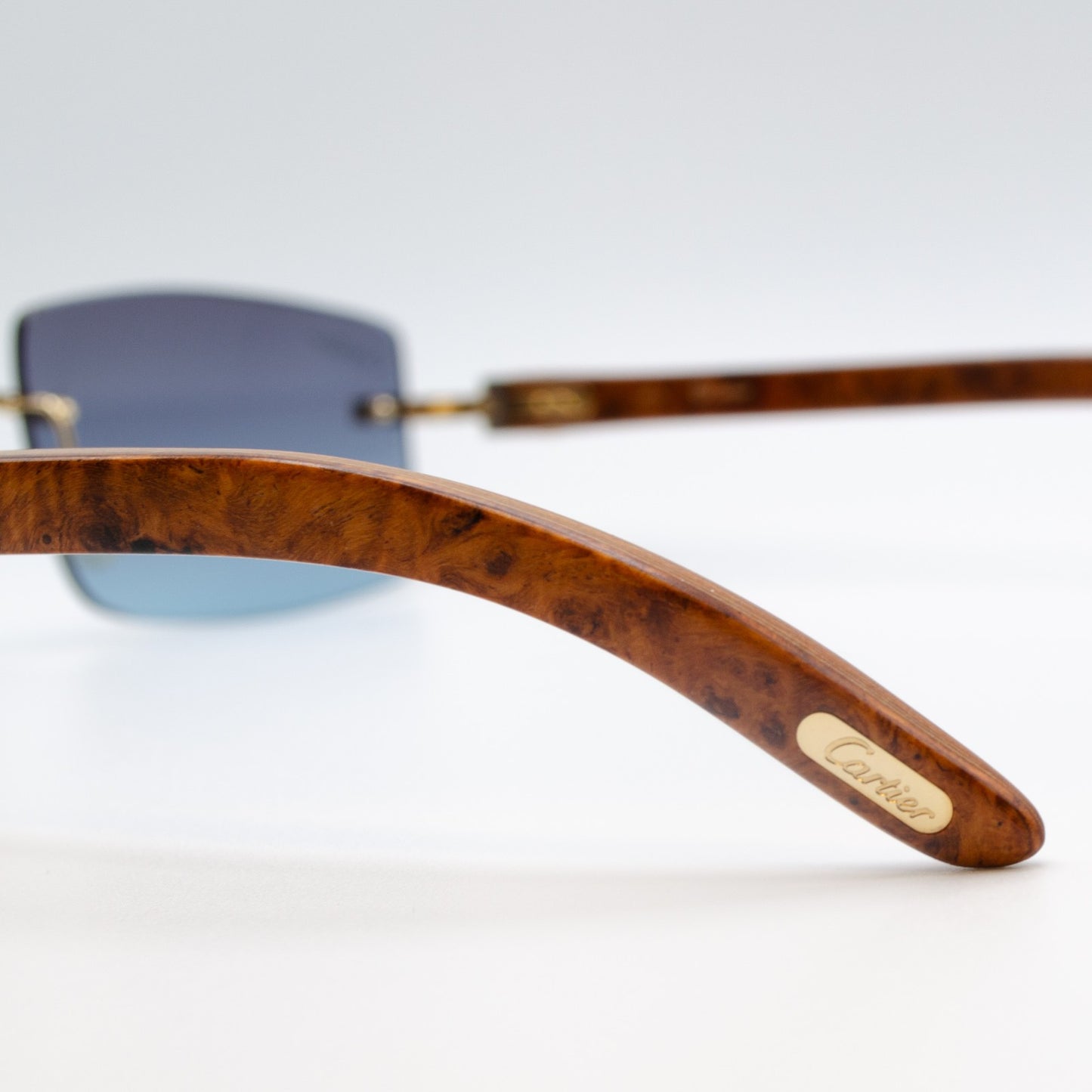 Ultra Rare Cartier C Décor Burlwood Glasses Sunglasses Box Papers 55-18-140