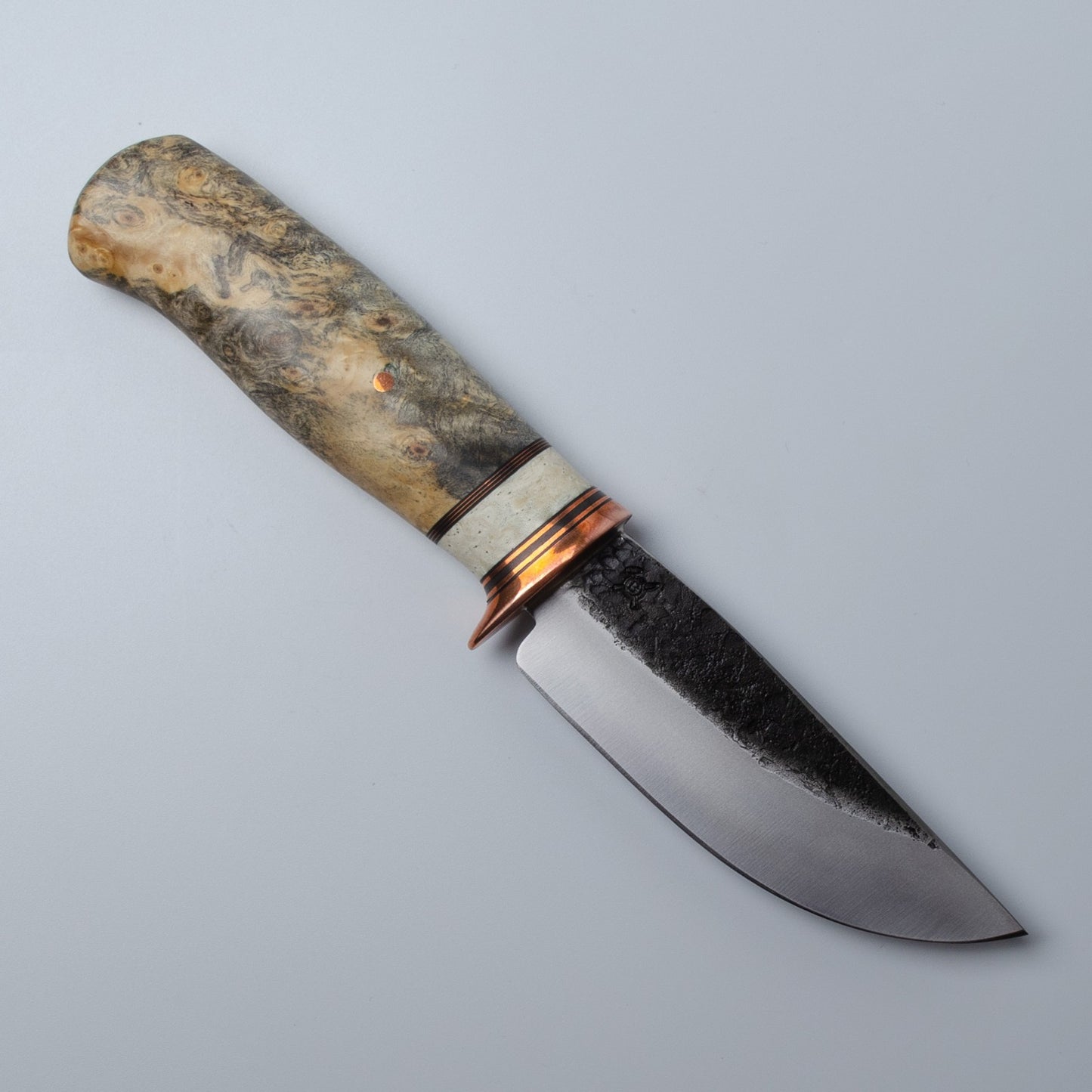 California Buckeye Burl and Ivory Custom Behring Made Hunting Knife