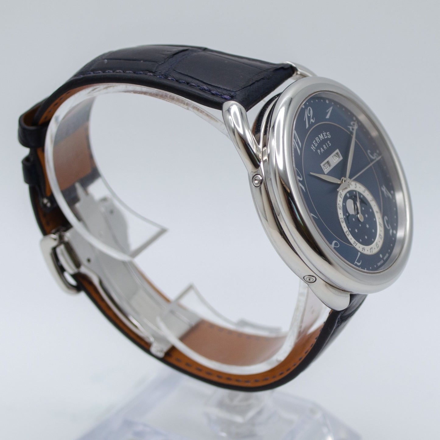 Hermes Arceau Grand Lune AR8.810 SS Blue Dial 2021 Full Set