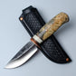 California Buckeye Burl and Ivory Custom Behring Made Hunting Knife