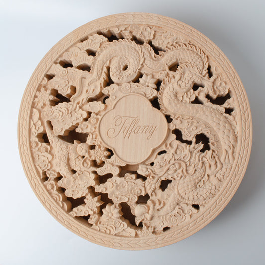 Tiffany & Co. Year of the Dragon Carved Wooden Jewelry Box