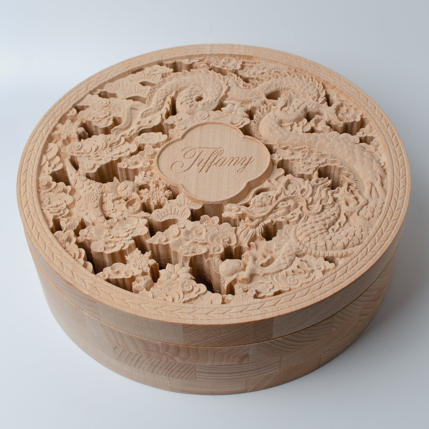 Tiffany & Co. Year of the Dragon Carved Wooden Jewelry Box